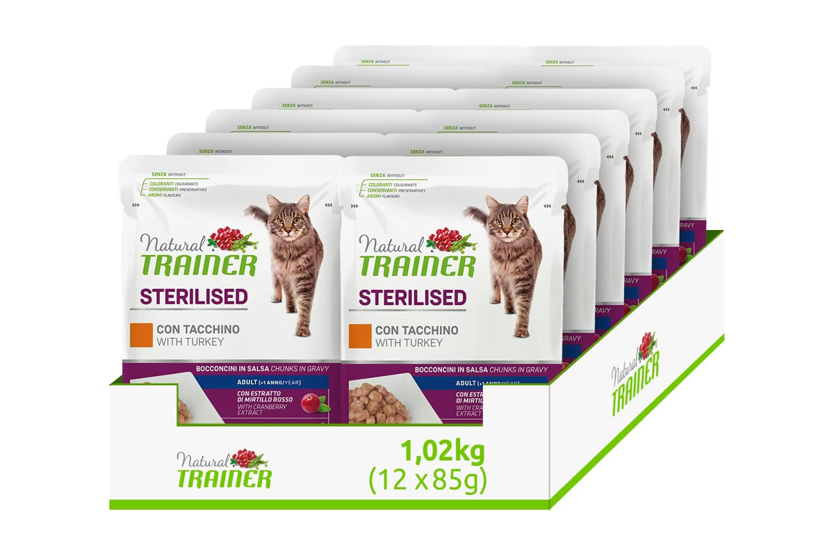 Natural Trainer Sterilised Adult con Tacchino e Fibra di Pisello